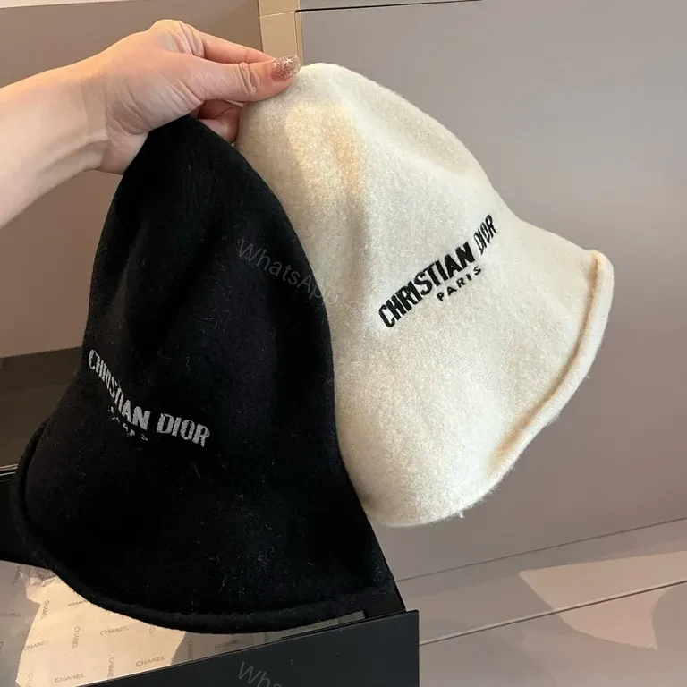 View 2 of Soft Wool Bucket Hat â€” Dior Paris Logo, Minimal Luxury