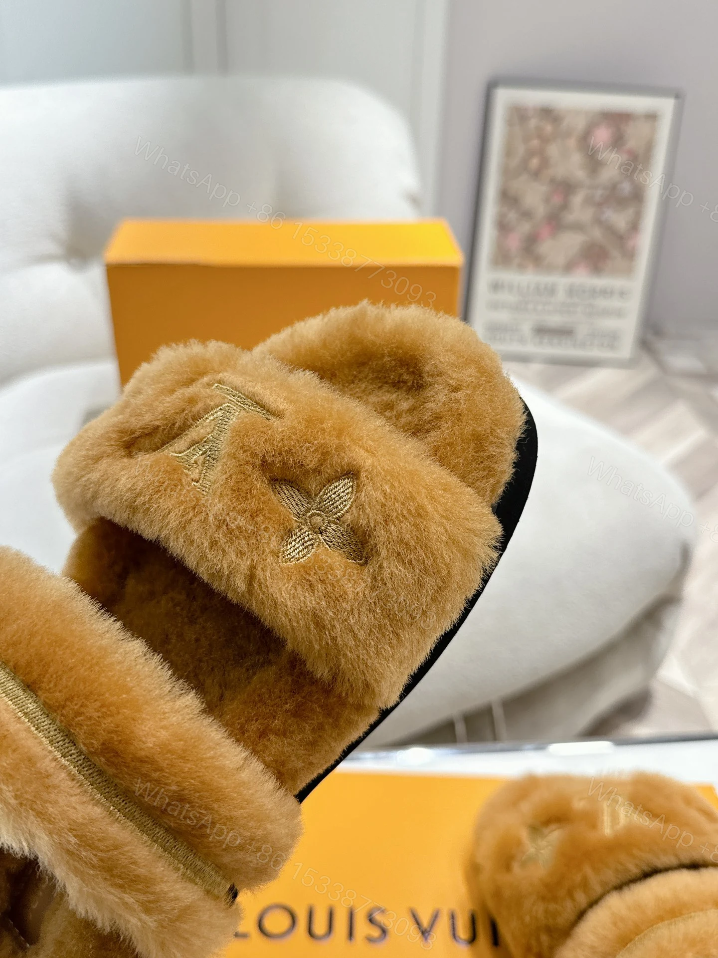 View 8 of LOUIS VUITTON LV SUNSET FLAT COMFORT MULE SHEARLING BROWN