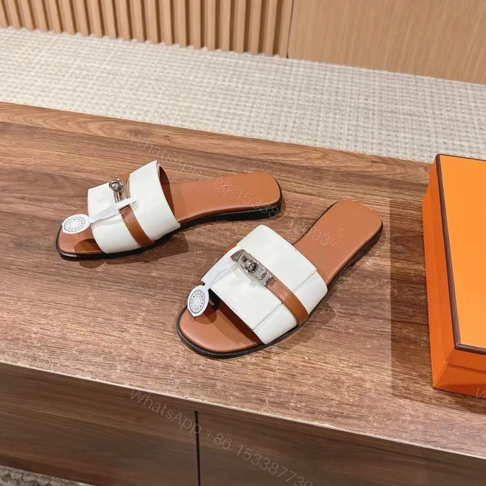View 2 of 高仿Hermes*H231056ZF8經典一字拖鞋白色免檢版