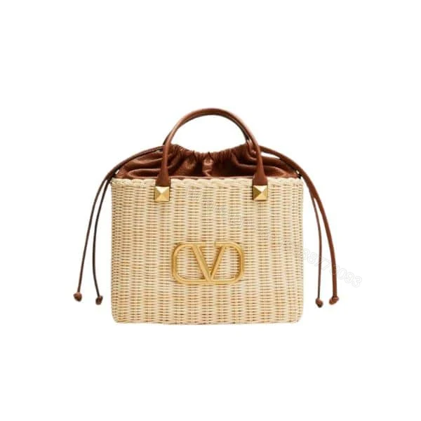 VALENTINO GARAVANI WO VLOGO SMALL WICKER BASKET BAG BEIGE 25CM XW2B0K41YMP 43S — view 1