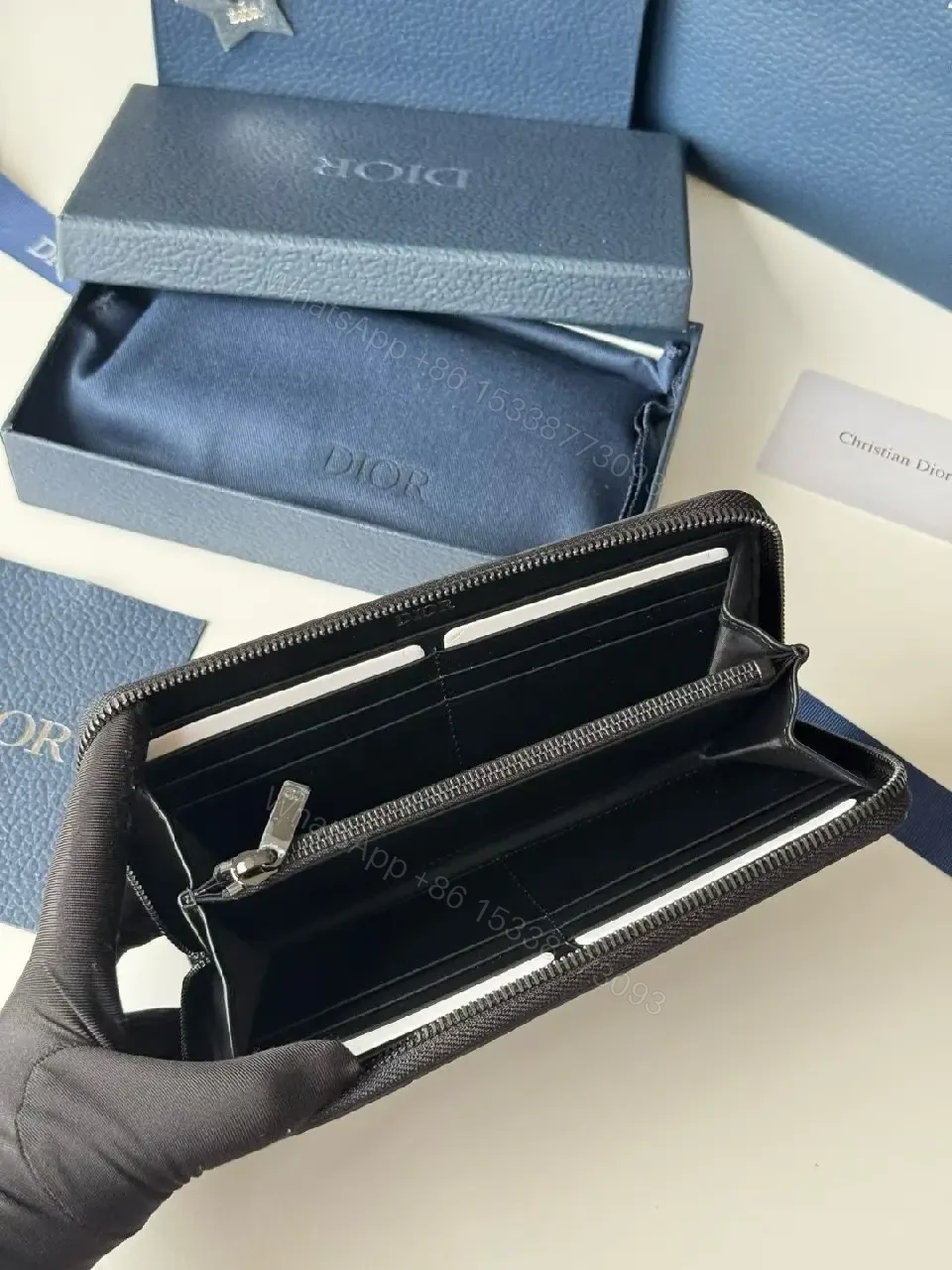 View 6 of Structured Leather Wallet: Embossed Mono, Slim, Cardholder Edge