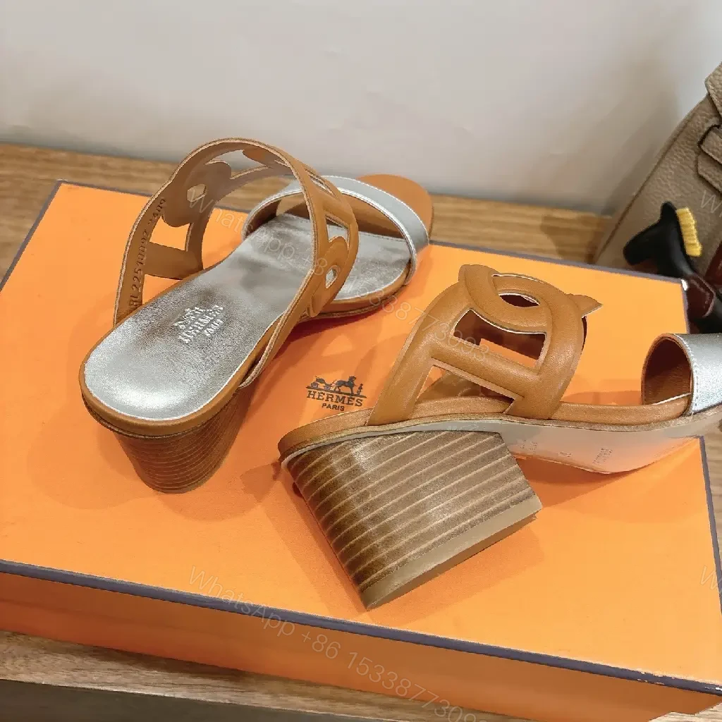 View 8 of Two-Tone Leather Sandals with Signature Straps and Comfort