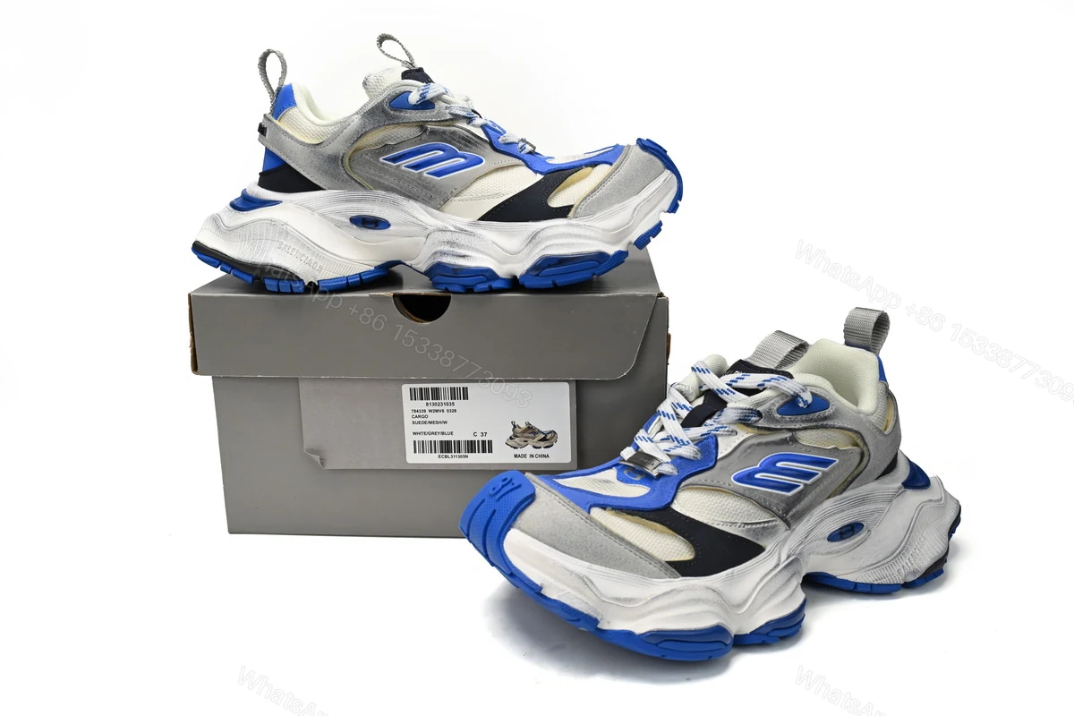 Balenciaga CARGO Sneaker Black White And Blue 784339-W2MV6-0328 — view 2