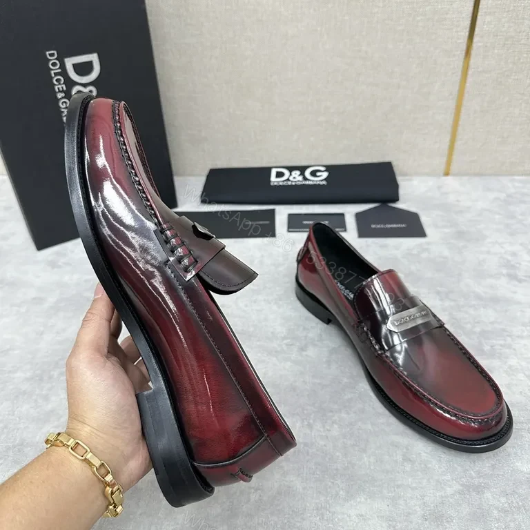 View 5 of Lux Patina Burgundy Leather Penny Loafers - Hand-Finished Shine