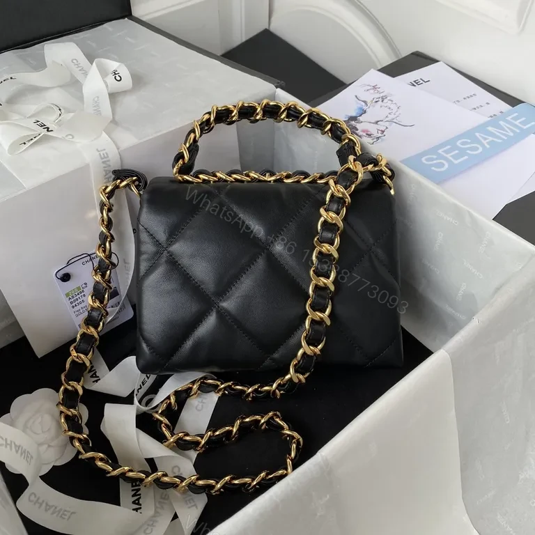 View 6 of Chanel-Inspired Quilted Black Flap Bag with Chain