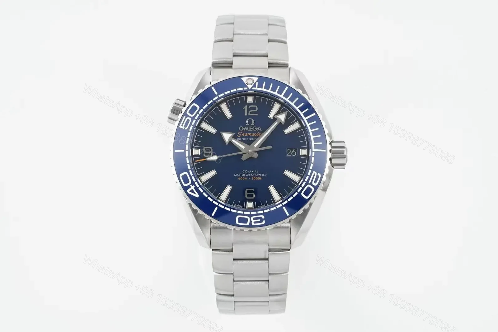 Omega Seamaster Planet Ocean 600M Diver’s Watch Quarter Orange Blue Dial Stainless Steel Bracelet 43.5mm — view 1