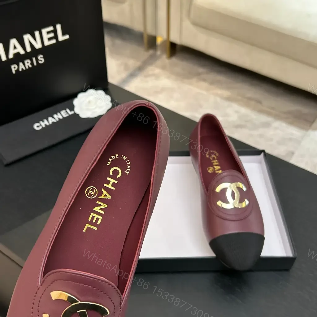 View 6 of Burgundy Leather Flat + Cap Toe + Luxury Comfort Flats