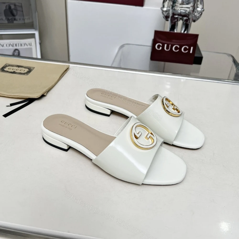 View 4 of GUCCI WOMEN ROUND INTERLOCKING G SANDAL IN WHITE
