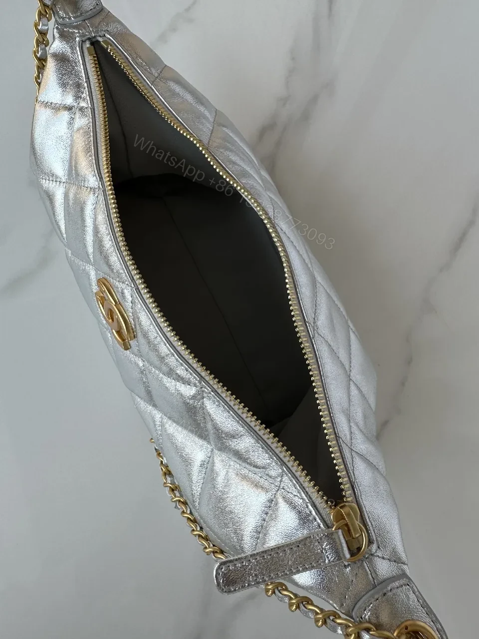 View 9 of Metallic Quilted Chain Bag: Modern Luxury Everyday Versatility