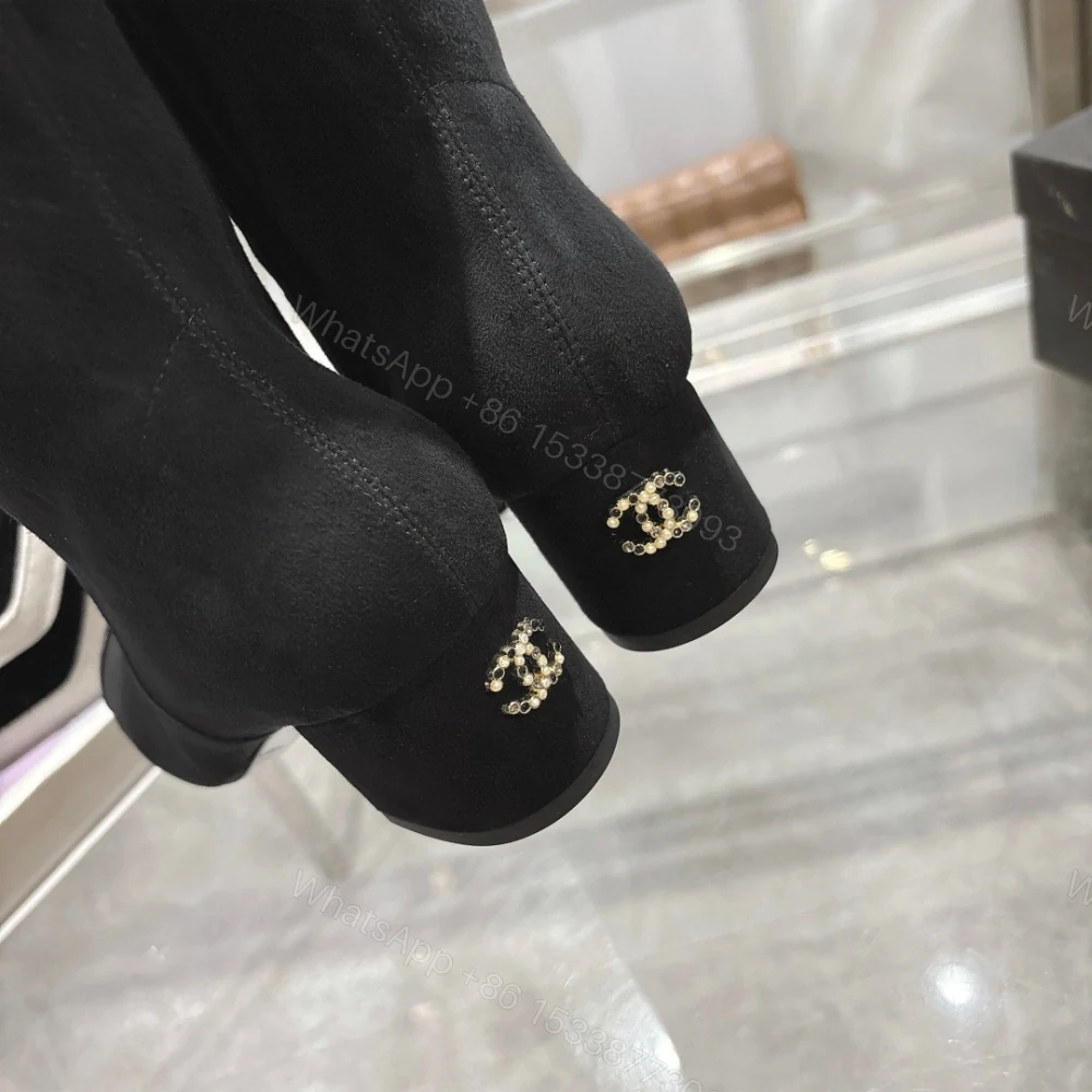 View 7 of 高仿Chanel*G45903B小牛皮高筒靴黑色5CM免檢版