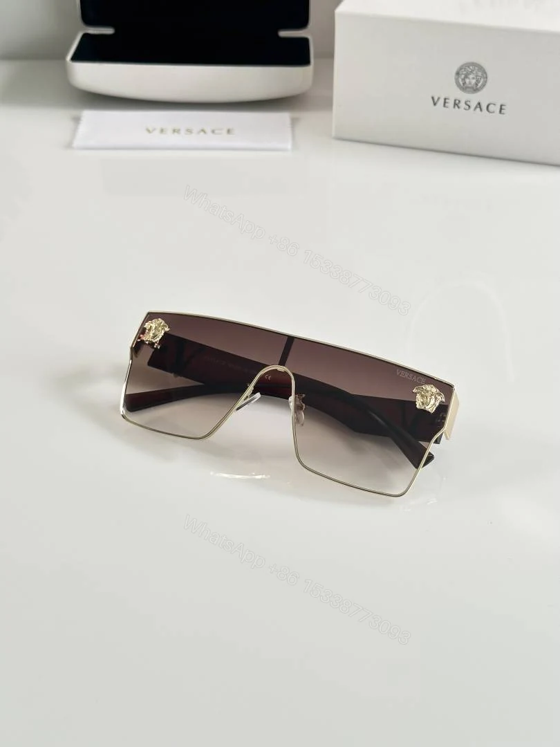 View 3 of First Copy Versace 10086 Gold Brown Sunglasses