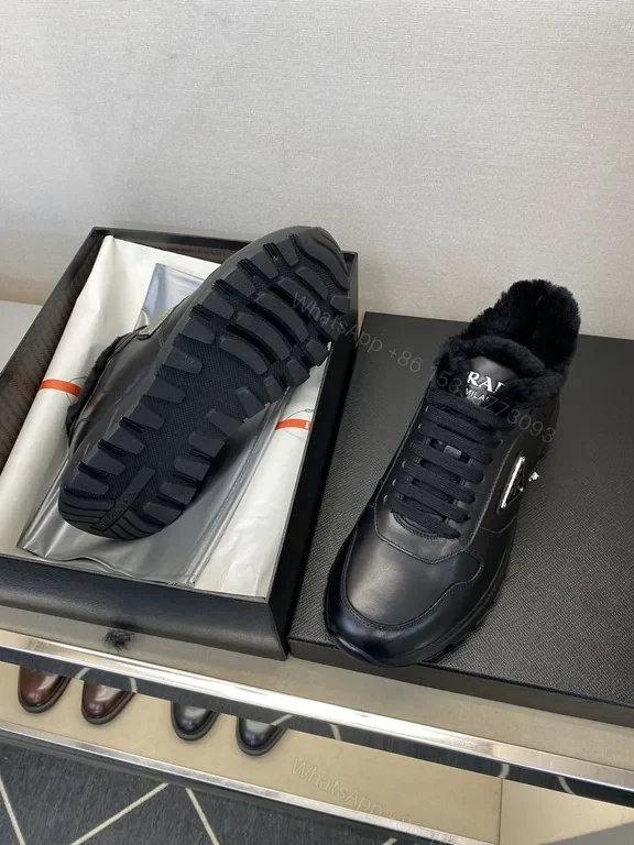 View 4 of Prada-Style Leather High-Top Sneakers: Lux Warmth