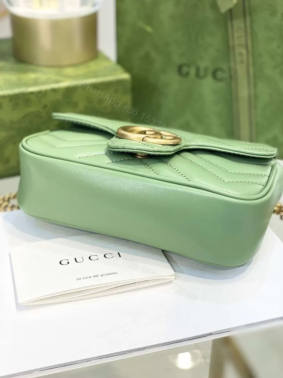 View 5 of Gucci Marmont Women’s Super Handbag Avocado Color 22cm