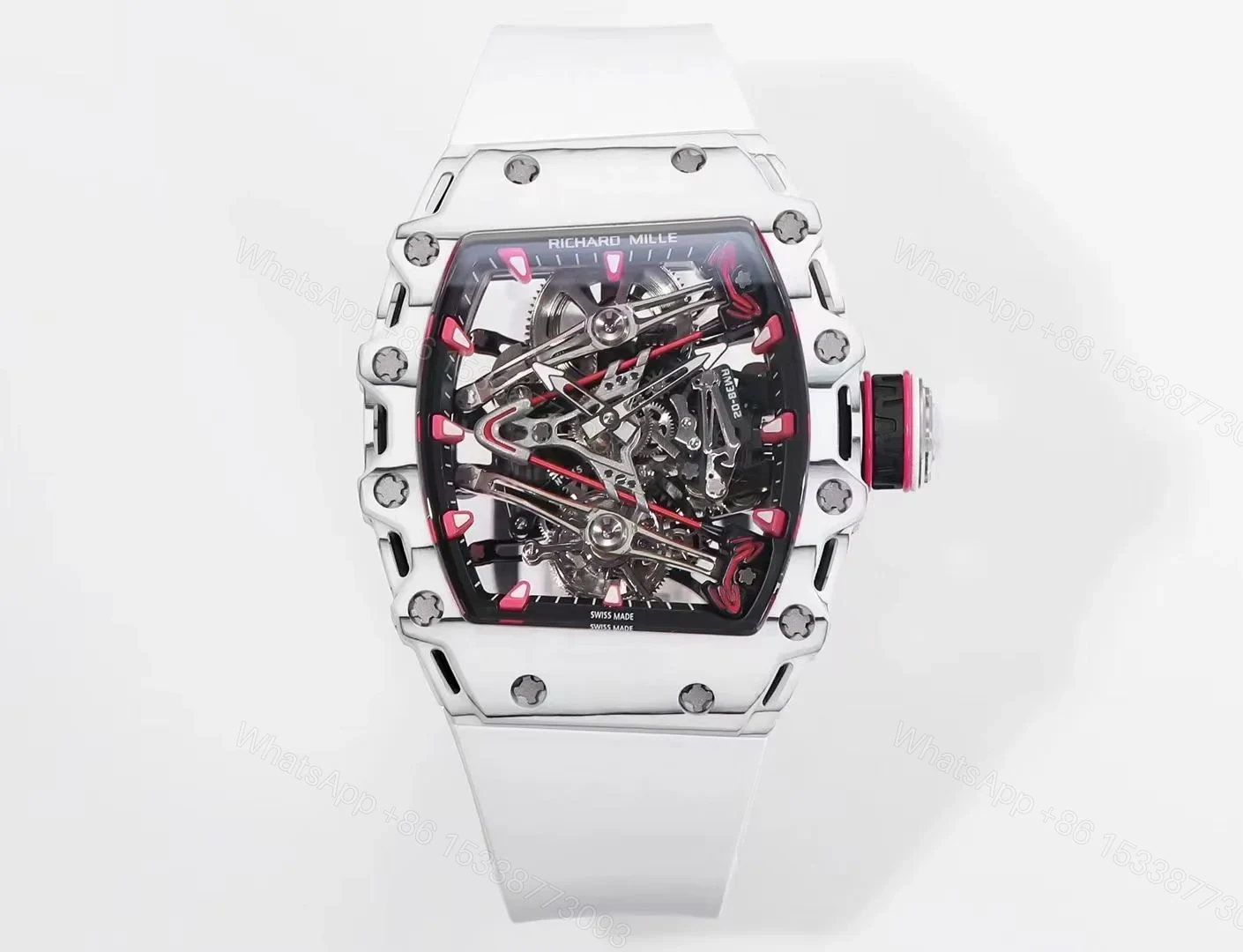Richard Mille RM38-02 Tourbillon Bubba Watson Watch Pink Quartz Carbon Fiber Skeleton Dial Manual Winding Movement Premium Edition RM38-02-BW-PINK-TB — view 1