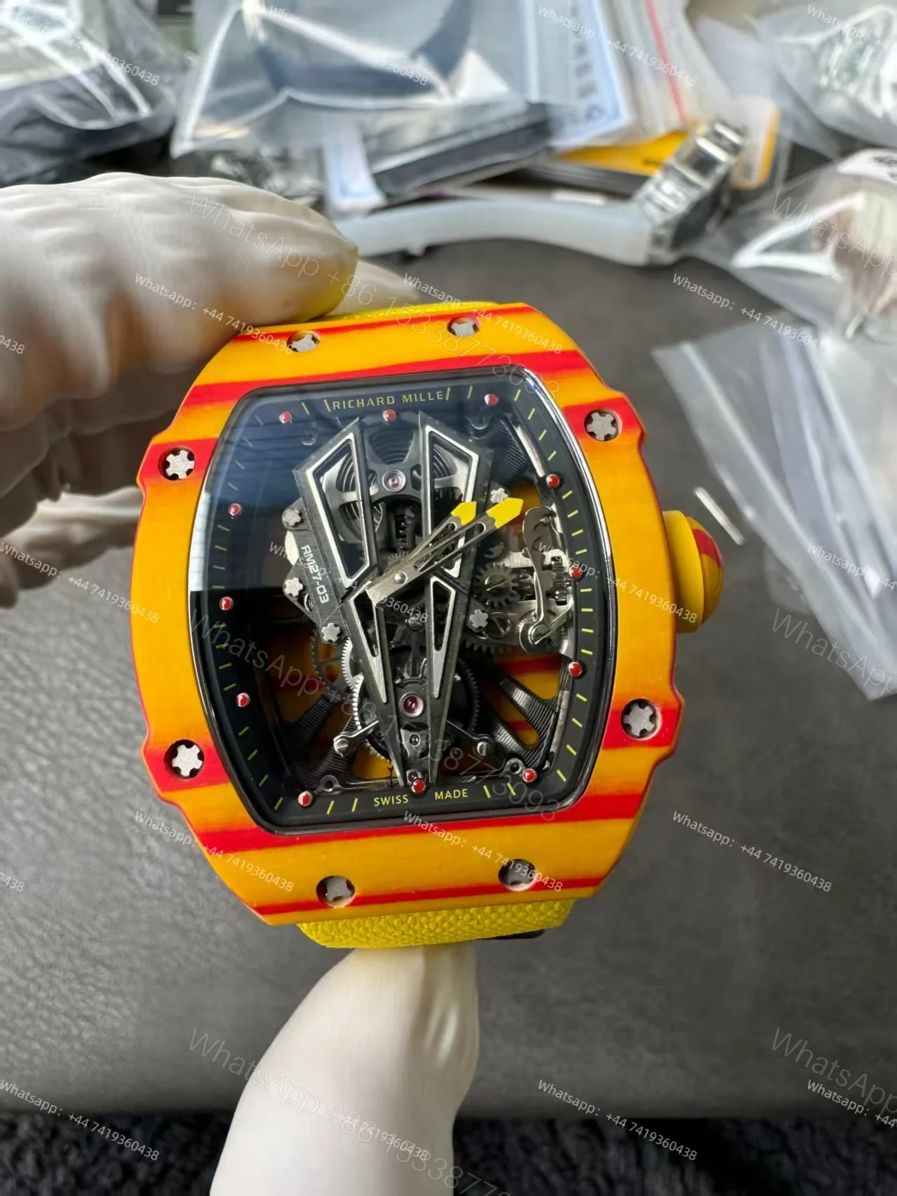 View 7 of Super Clone Richard Mille RM 27-03 Rafael Nadal Limited Edition NTPT Carbon Fiber Tourbillon 1:1 Replica Watch