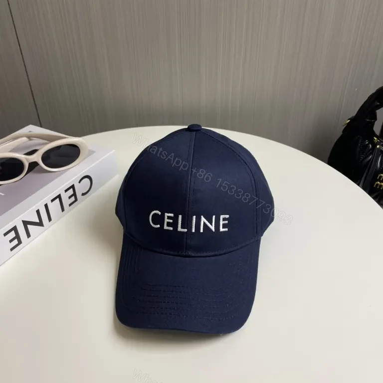 Navy CELINE-Inspired Cap: Minimalist Luxury Baseball Hat — view 1