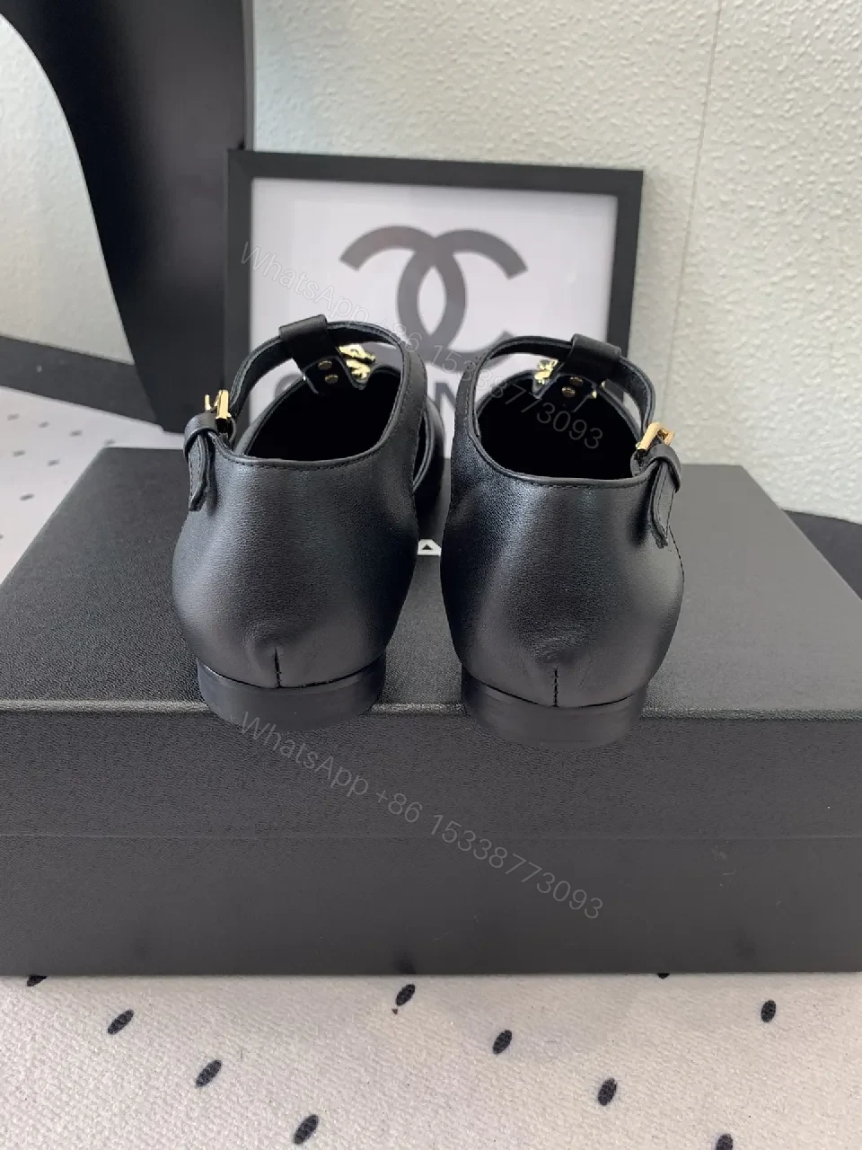 View 8 of Chic Black Slingback Sandals with Gold Charms - All-Day Comfort