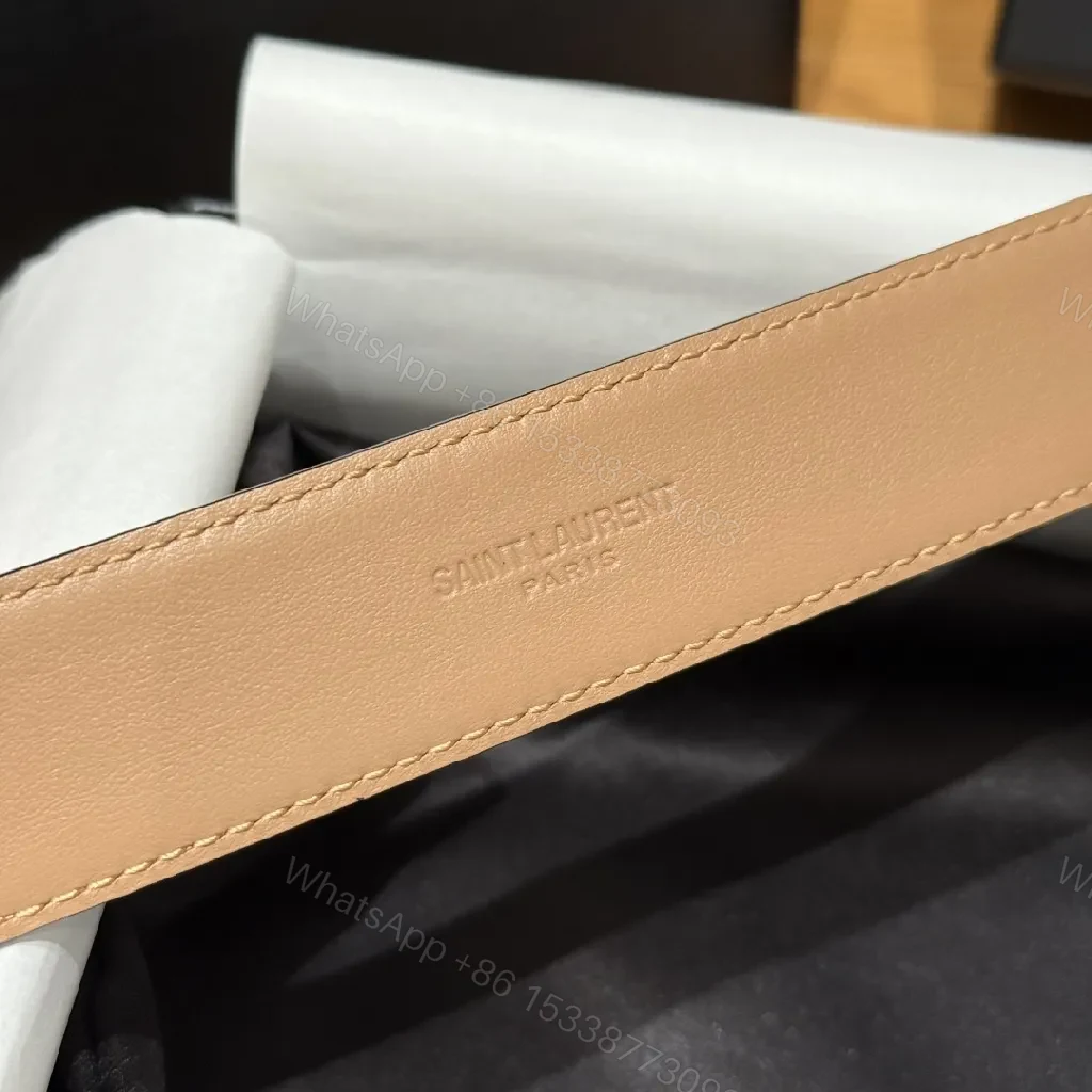 View 2 of Chic Leather Belt with Gold-Tone Hardware Belt