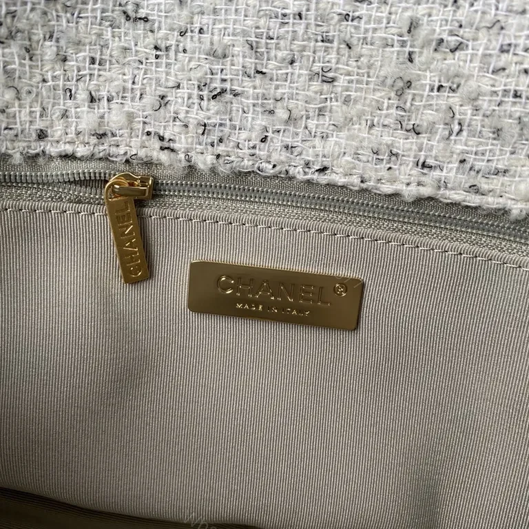 View 6 of Chanel-Influenced Tweed Bag with Dual-Gold/Silver Chain