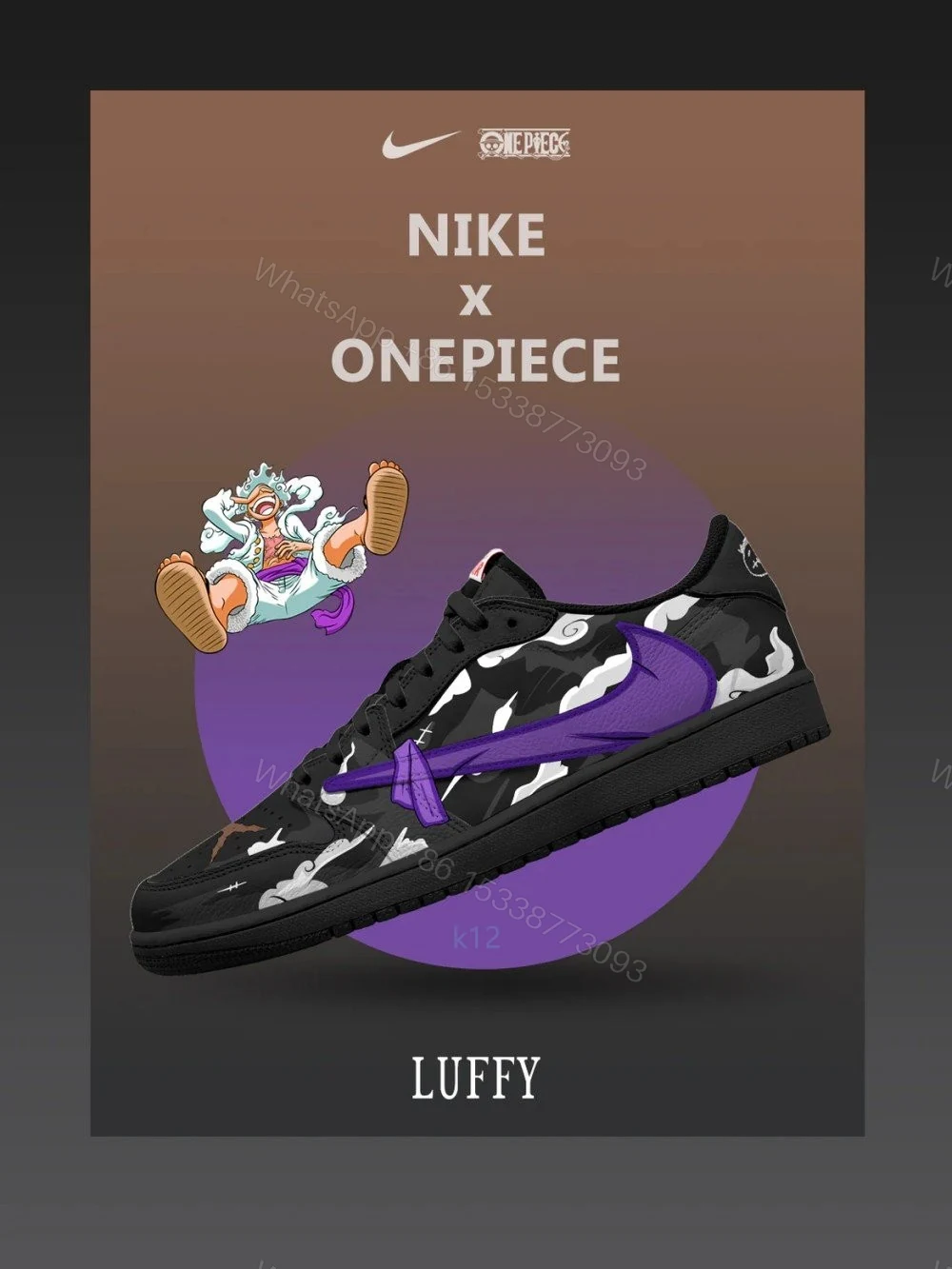 Monkey D. Luffy V.8 Custom TS Low Jordan 1 — view 1
