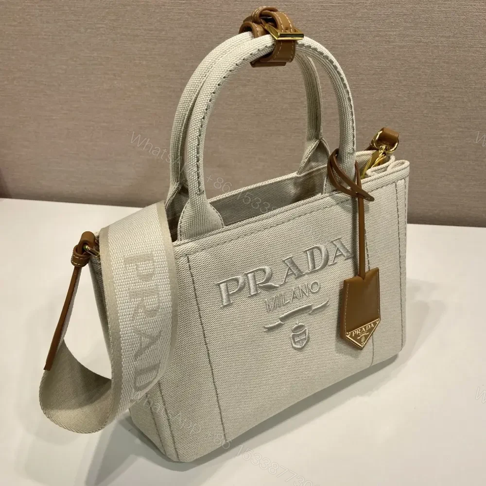 View 3 of 高仿Prada*1BG464刺繡徽標Tote包白色小號免檢版