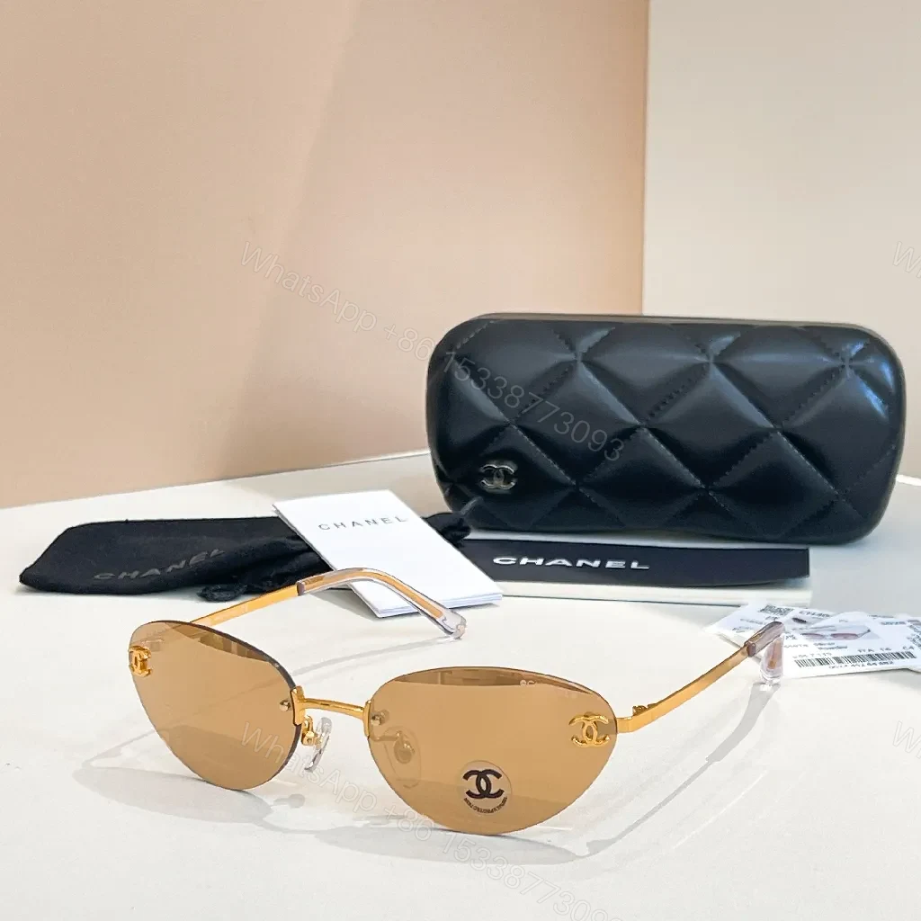 Amber Titanium Rimless Shield Sunglasses: Lightweight Luxe — view 1
