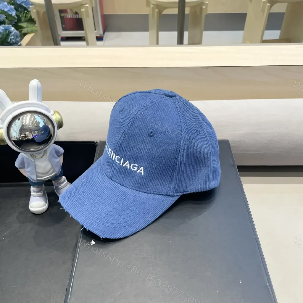 View 6 of Corduroy Cap in Cobalt with Subtle Distressing, Structured Fit