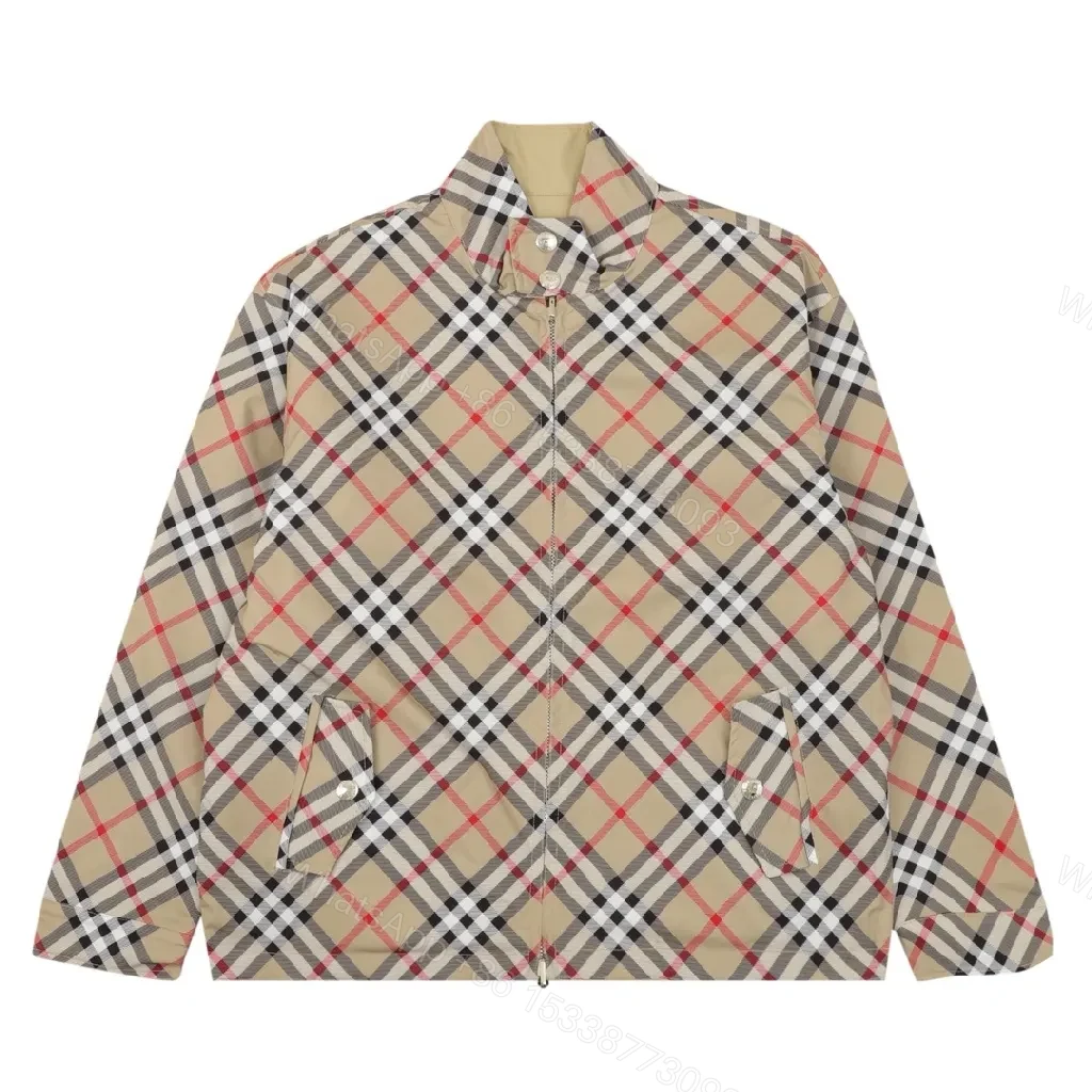 View 3 of Neutral Windbreaker | Lightweight Beige Shell with Check Detail