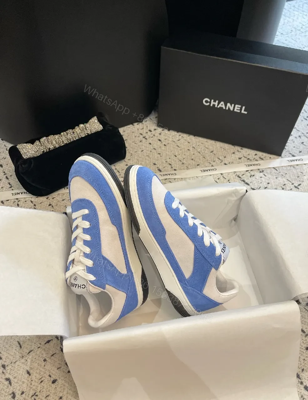 View 6 of Blue Suede & Textile Luxe Sneaker: Modern, Cushioned Comfort