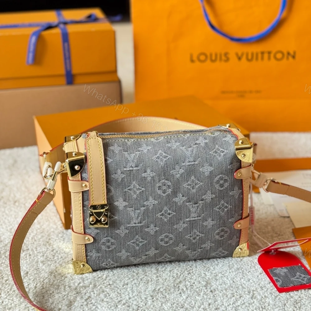 View 4 of Louis Vuitton Side Trunk MM Bag Denim Grey 23Cm M13285