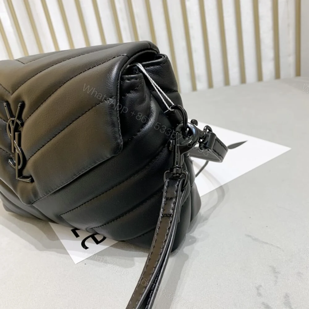 View 5 of Saint Laurent Loulou Toy Strap Bag In Quilted Y Black With Black Hardware 20Cm