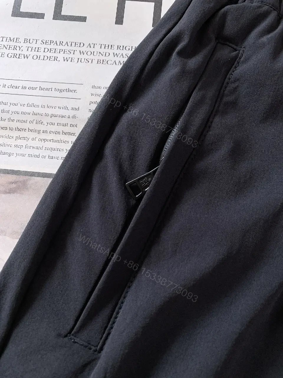 View 3 of Black Nylon Drawstring Moncler Style Shorts