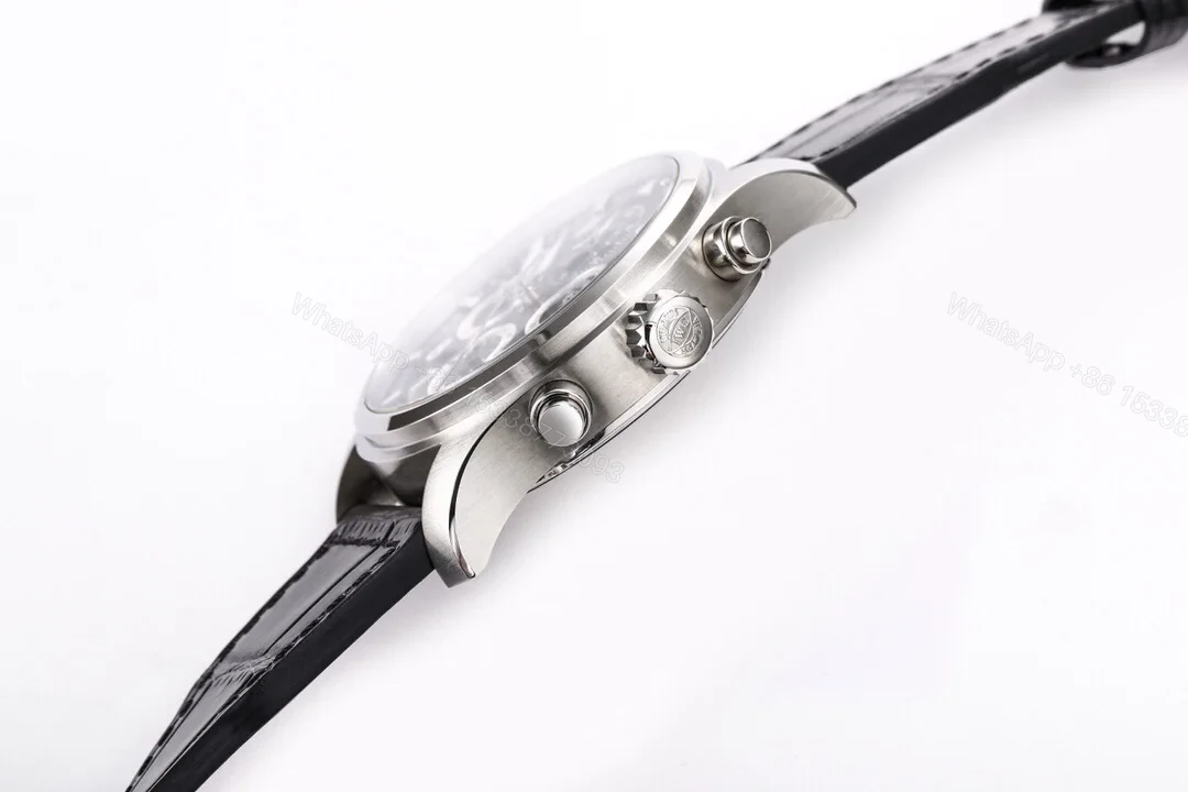 View 3 of IWC Pilot Perpetual Calendar Replica 42MM Premium Black Dial Leather Strap Edition IWC-PILOT-PC-BLK42-LTH