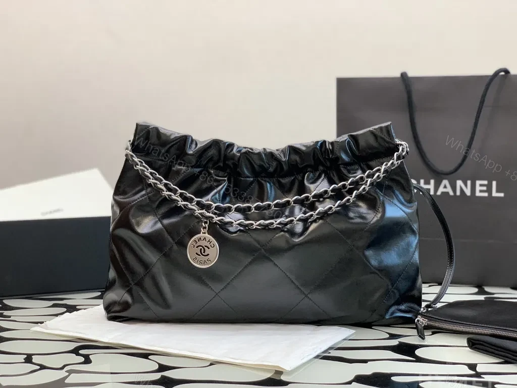 View 8 of Chanel-Inspired Quilted Black Leather Tote: Luxury That Moves