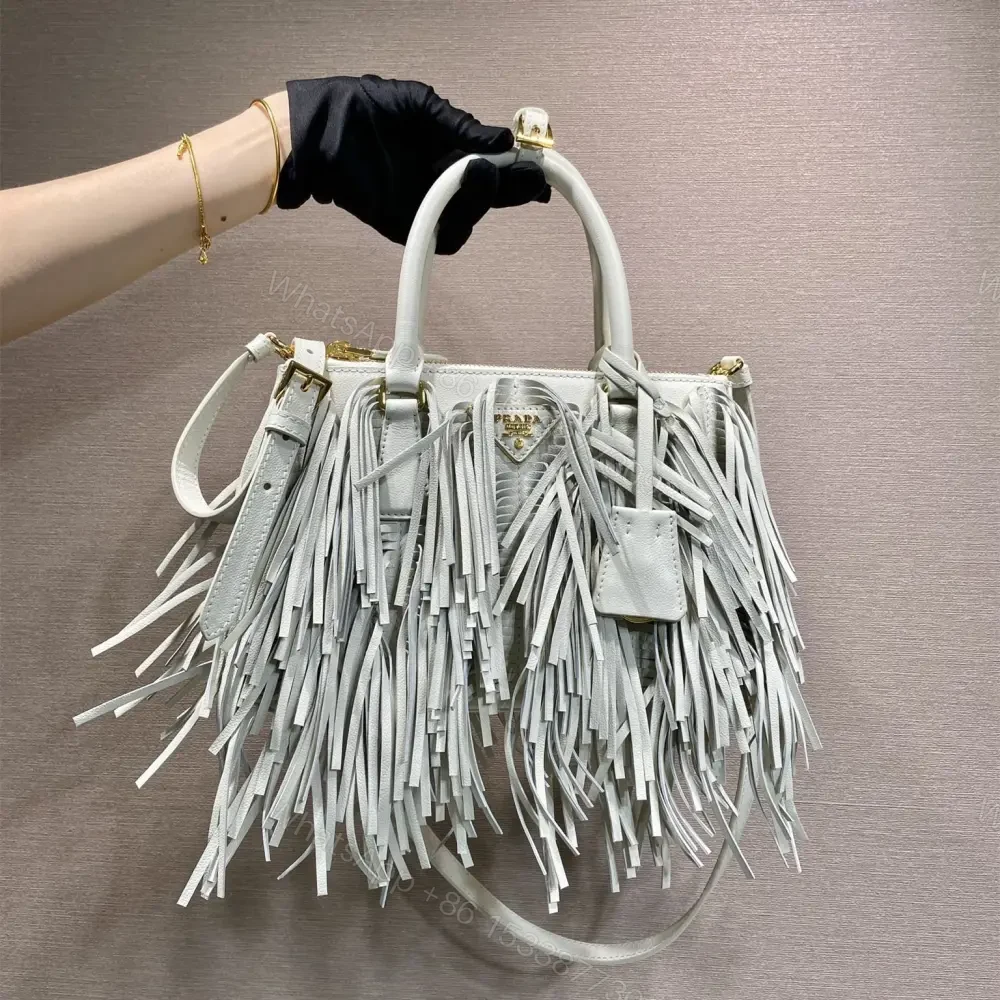 View 10 of 高仿Prada*Gaalleria系列1BA986流蘇包白色小號免檢版