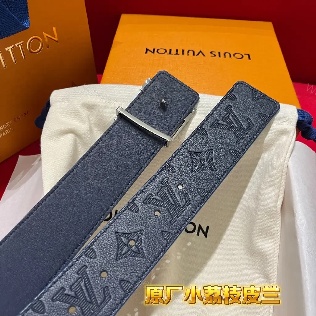 View 3 of Bold Signature Strap Belt: Monogram LV-Inspired Buckle Belt