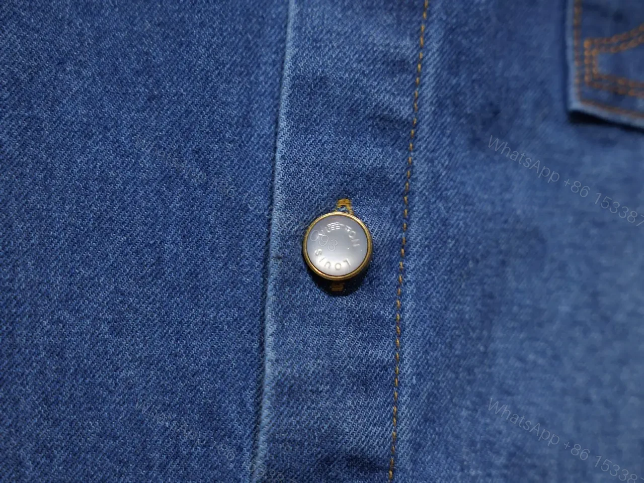 View 11 of Blue Denim Shirt Short Sleeves with Pocket Front Button-Up