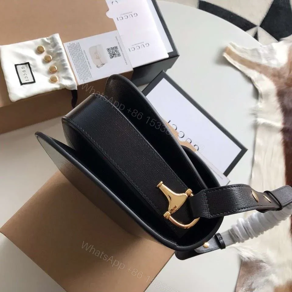 View 6 of Gucci 1955 Horsebit Like Auth Handbag Black Smooth Leather 25cm