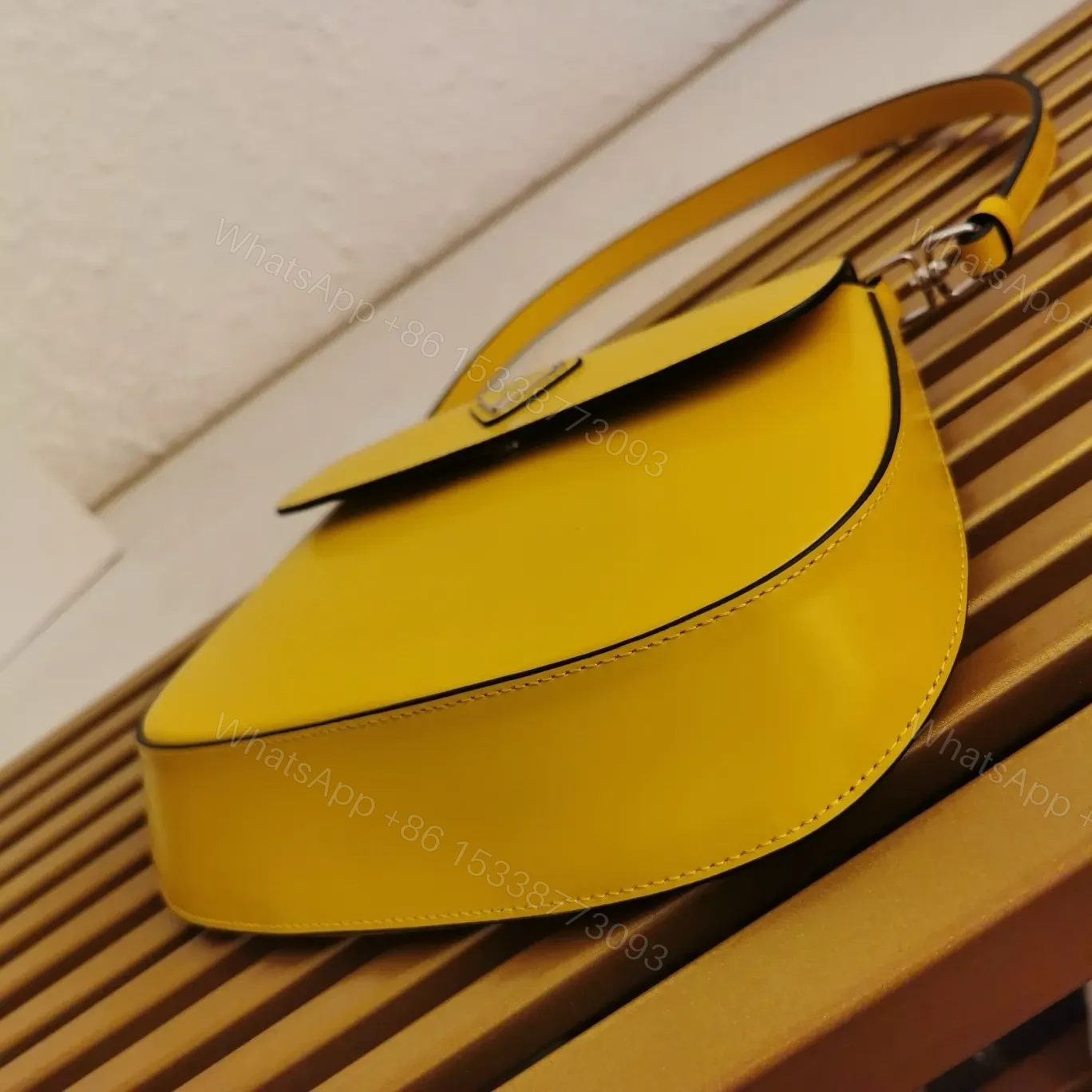 View 5 of PRADA SPAZZOLATO CLEO SHOULDER BAG IN YELLOW
