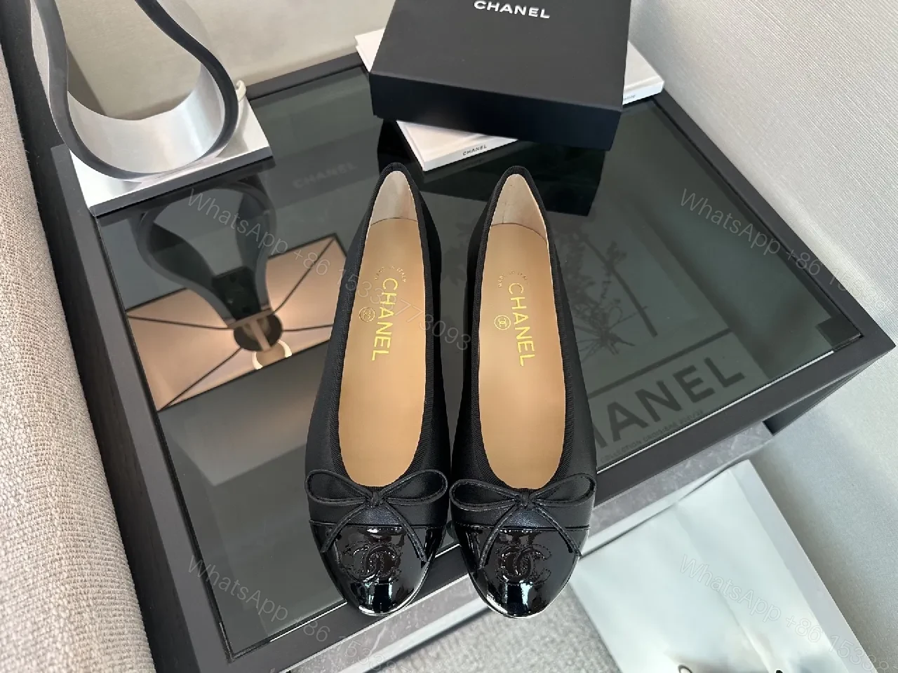 View 3 of Glossy Toe Black Ballet Flats – Luxury Casual Style