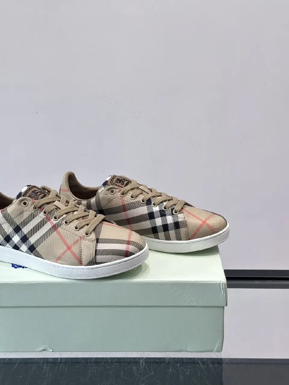 View 6 of Plaid Plush Comfort Low-Top Sneakers with Signature Check