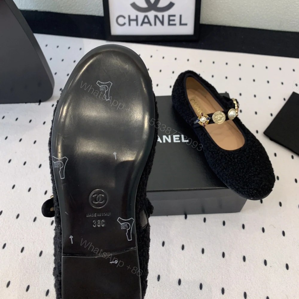 View 9 of 高仿Chanel*G45778R圓頭塔扣瑪麗珍鞋羊毛粗花免檢版
