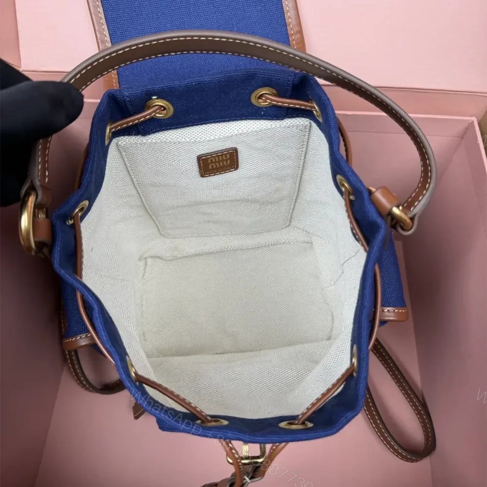 View 9 of 高仿miumiu*5BZ043棉質雙肩包藍色小號免檢版