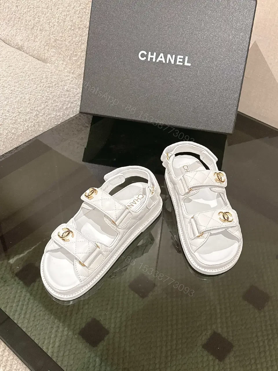 View 10 of White Leather Quilted Sandals - Cushioned, All-Day Comfort