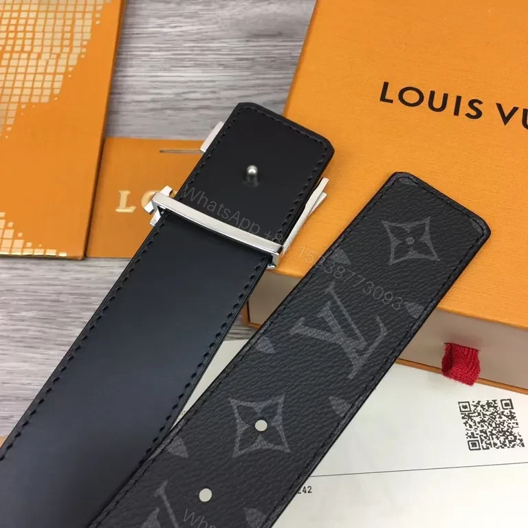 View 3 of Monogram Belt: Black LV Canvas, Bold Silver Buckle, Luxury