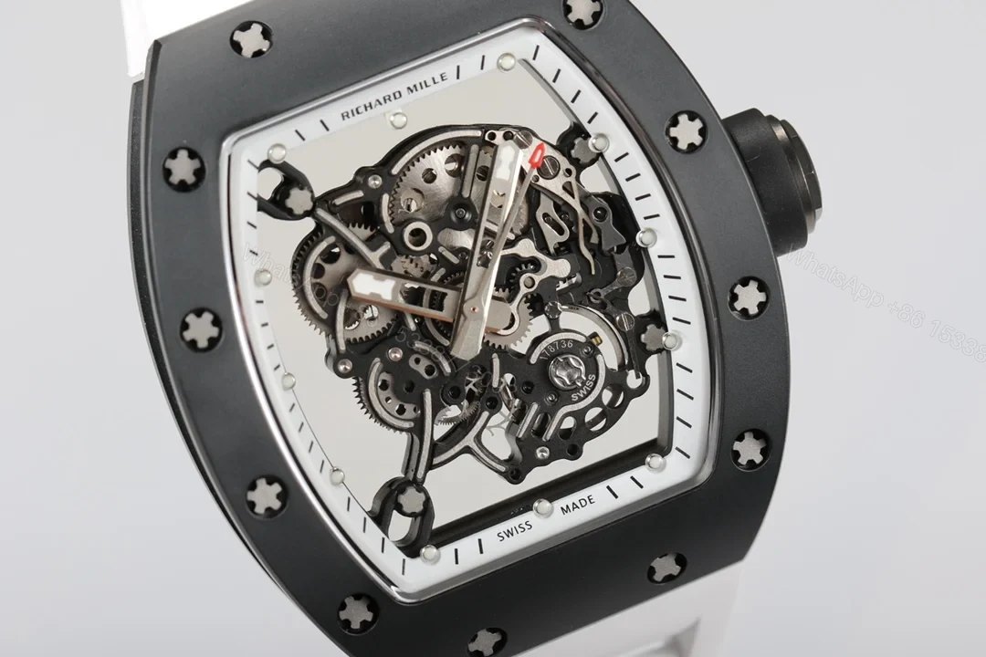 View 5 of Richard Mille RM055 Ceramic Watch White Black Ceramic Automatic Mechanical Luxury Sports Edition RM055-CER-2T