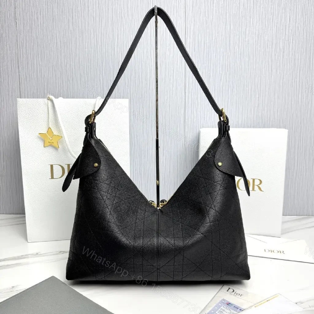 View 6 of Chic Black Leather Hobo with Gold Accents — Luxury Everyday Bag