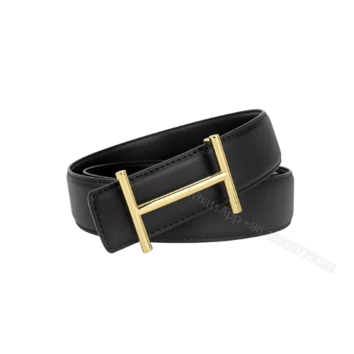 View 6 of HERMES LEATHER BELT GOLD BUCKLE BLACK 38MM