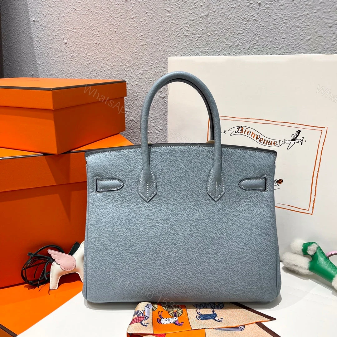 View 3 of HERMES BIRKIN 30CM CLOUD BLUE TOGO LEATHER SILVER HARDWARE