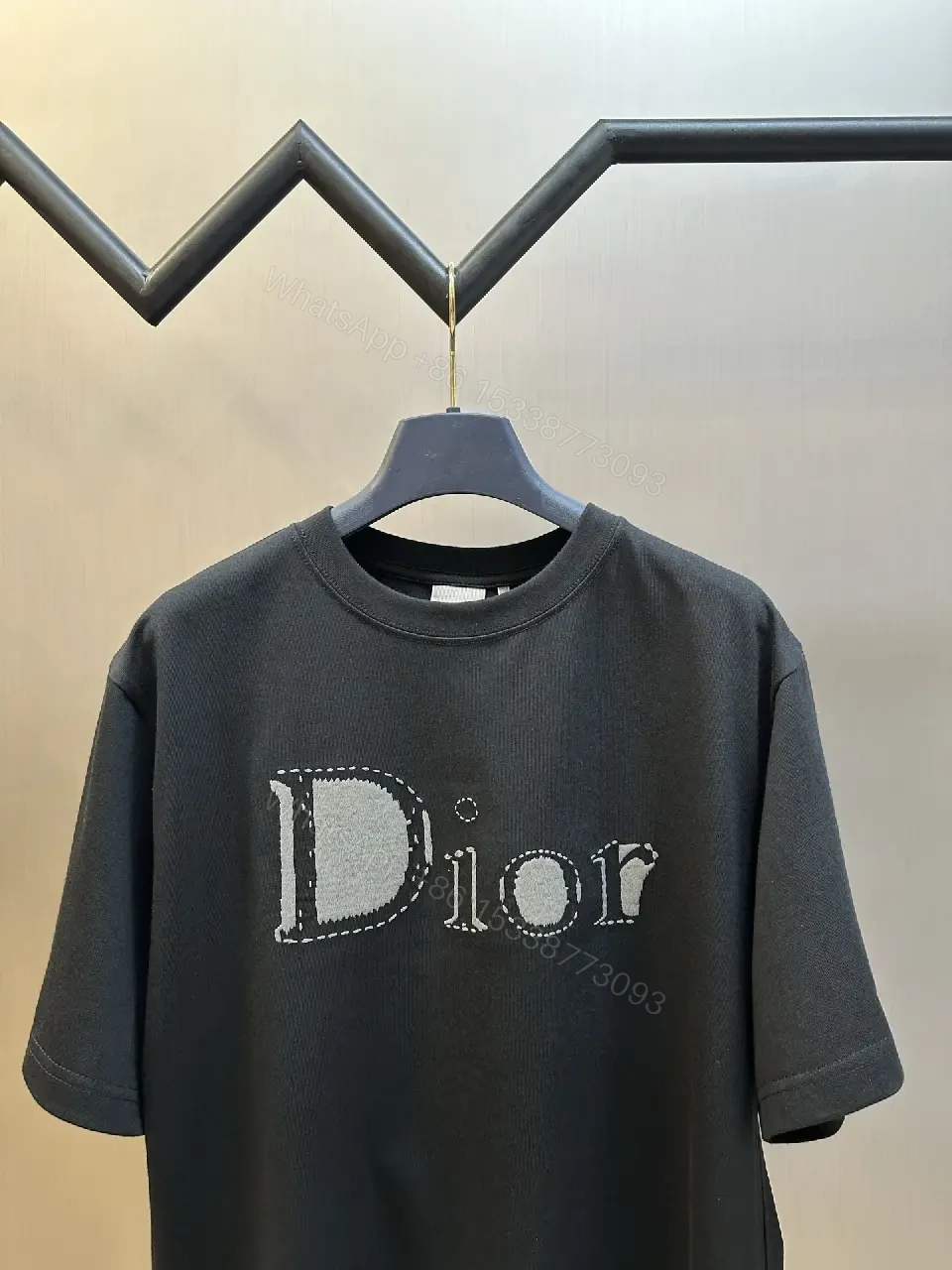 View 8 of Minimalist Black Cotton Tee: Subtle Dior-Inspired Luxury Knit